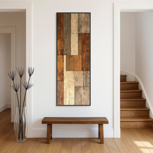 Upright Brown Beige Vertical Artwork Canvas Narrow Earth