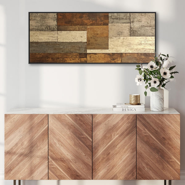 Wide Brown Beige Panoramic Artwork Print Canvas Horizontal Earth
