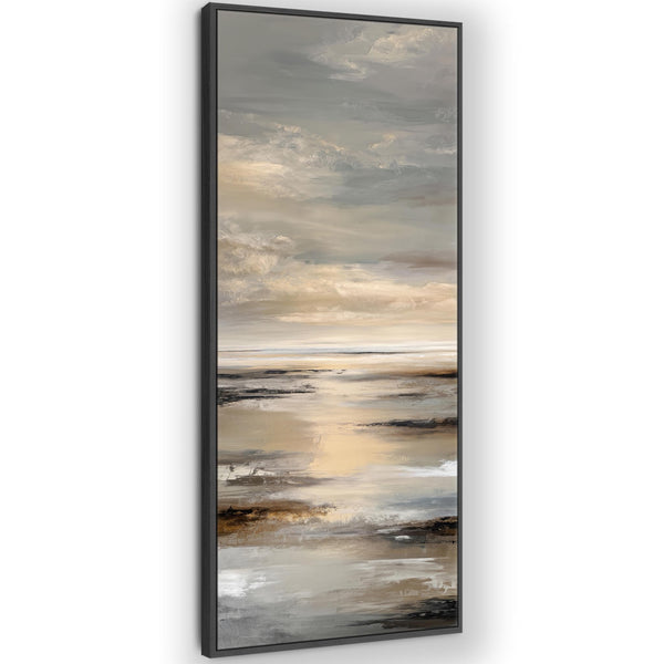 Tall Neutral Black Entrance Hall Framed Canvas Art for Hallway