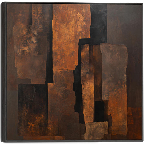 Rust Brown Orange Abstract Wall Art - Forged Embers
