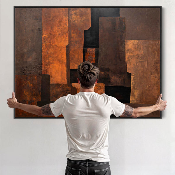 Earth Brown Orange Abstract Wall Art - Rust Shadows
