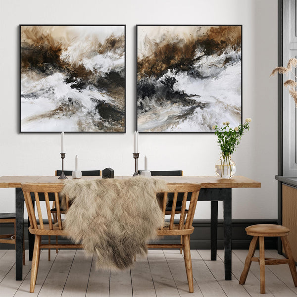 Extra Large Framed Abstract Wall Art - Sienna Rising - Set of 2