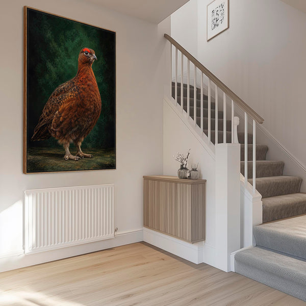 Red Grouse - Vintage Framed Game Bird Canvas Wall Art - Braemar