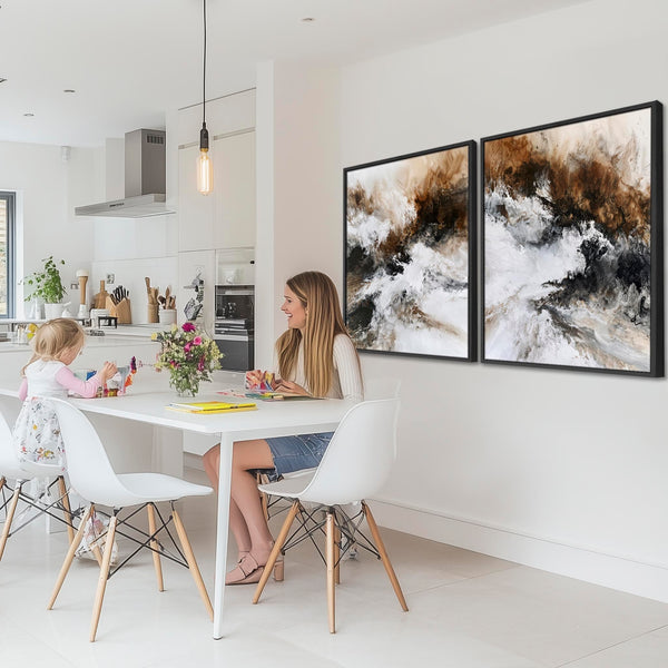 Extra Large Framed Abstract Wall Art - Sienna Rising - Set of 2