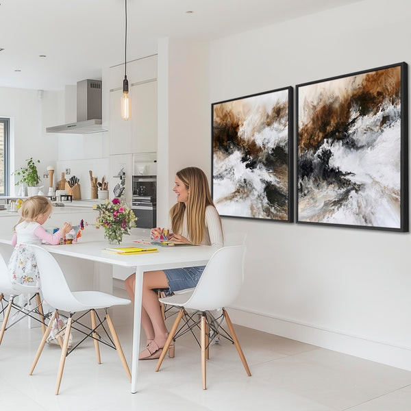 Extra Large Framed Abstract Wall Art - Sienna Rising - Set of 2