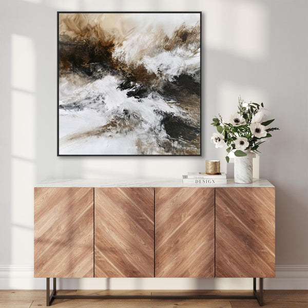 Brown White Abstract Framed Wall Art - Umber Solace