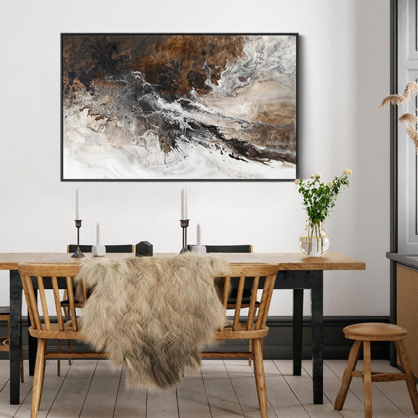 Brown White Wall Art - Walnut Dusk - Framed Abstract Art