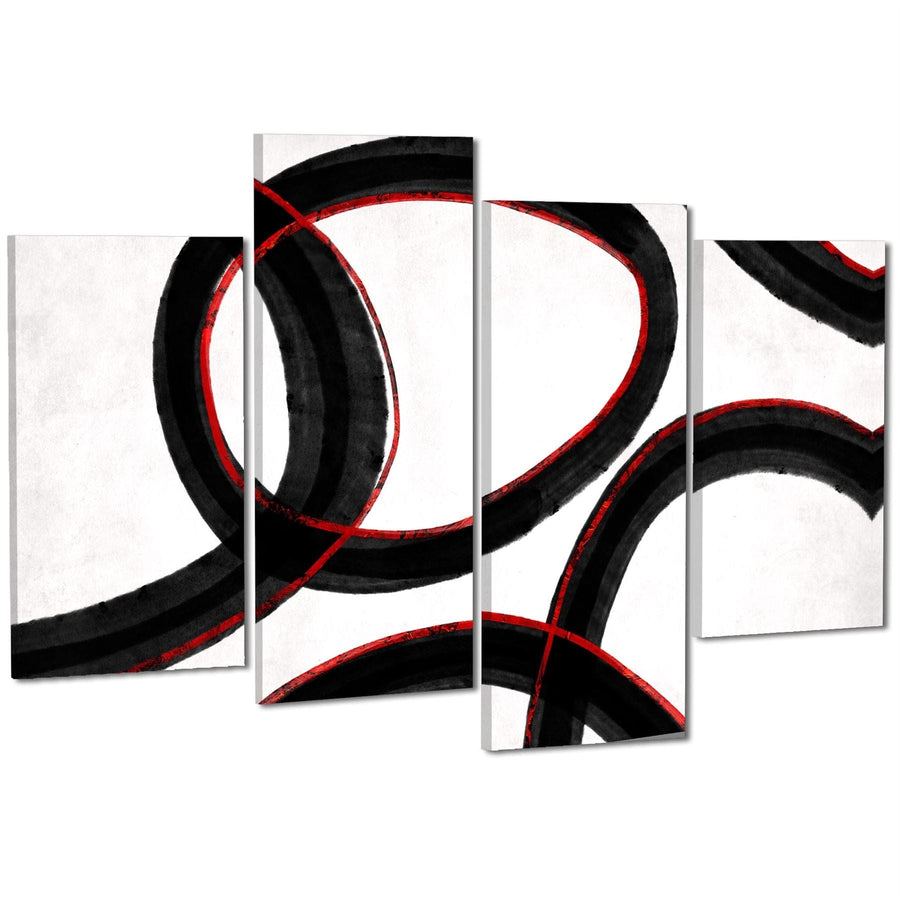 Abstract Black and White Red Illustration Canvas Art Prints