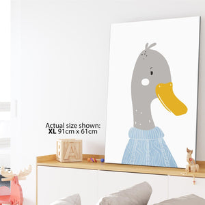 Duck Childrens - Nursery Canvas Wall Art Picture Yellow Sky Blue