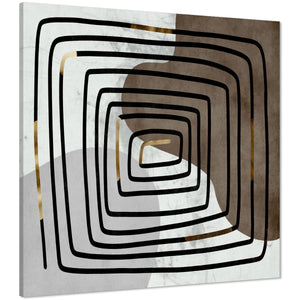 Abstract Brown Grey Spiral Graphic Canvas Wall Art Picture
