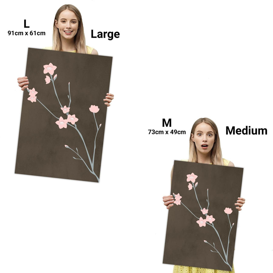 Pink Brown Cherry Blossom Floral Canvas Art Pictures