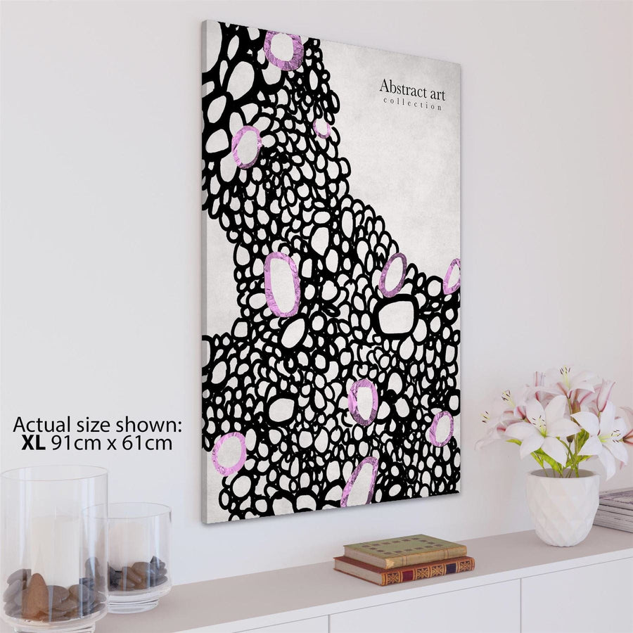 Abstract Black and White Pink Loops Framed Art Prints