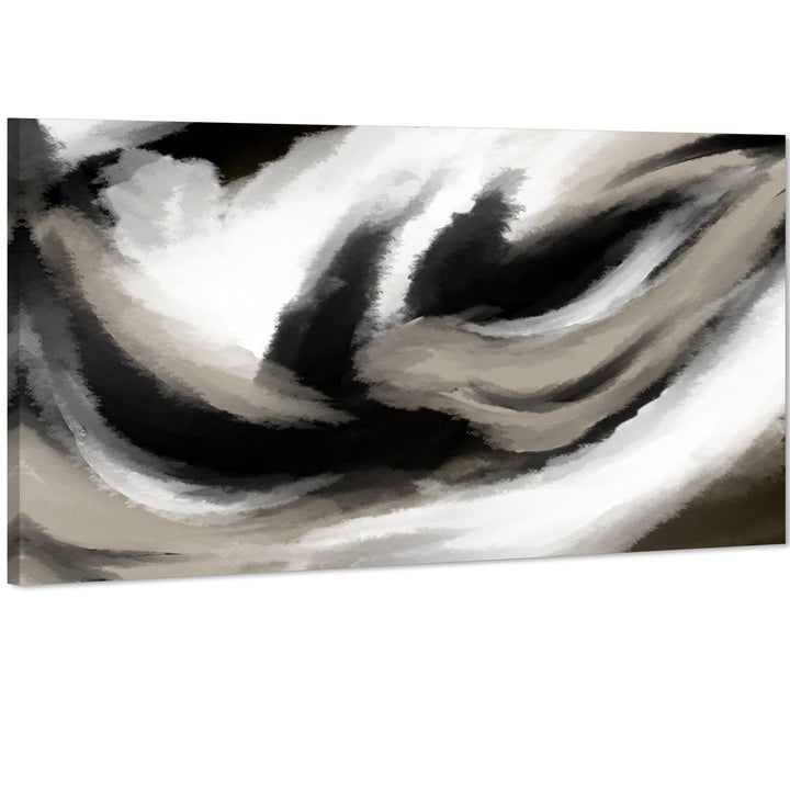Abstract Black and White Natural Watercolour Brushstrokes Canvas Art Pictures - 11310