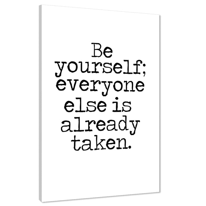 Be Yourself Quote Word Art - Typography Canvas Print Black and White - 1RP1483M