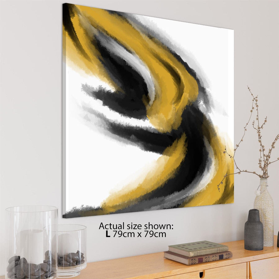 Abstract Mustard Yellow Black Design Canvas Wall Art Print