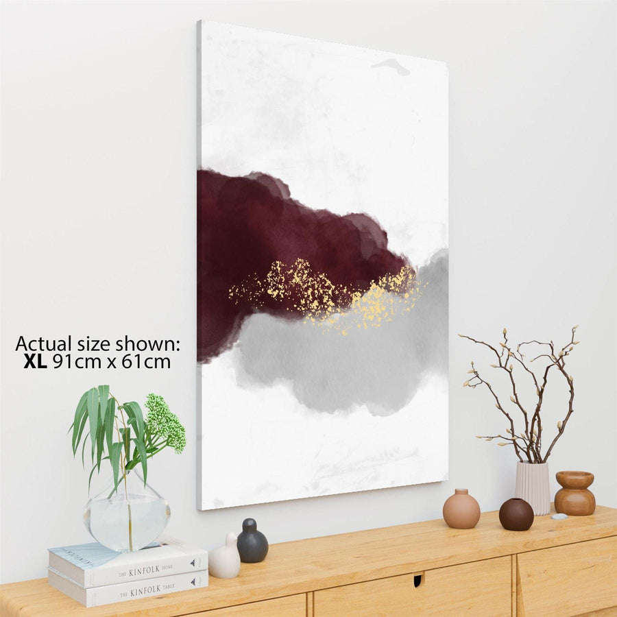 Abstract Red Grey Painting Canvas Art Prints