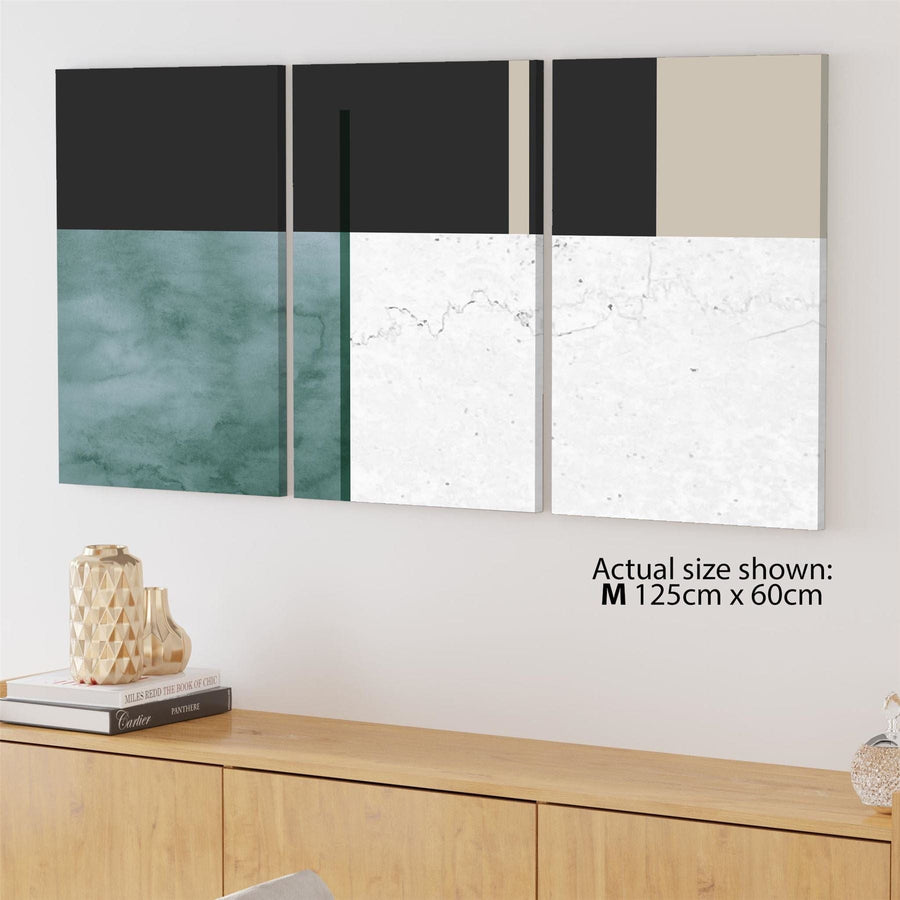 Abstract Teal Grey Illustration Canvas Art Prints