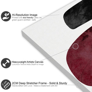 Abstract Dark Red Grey Black Watercolour Canvas Art Prints