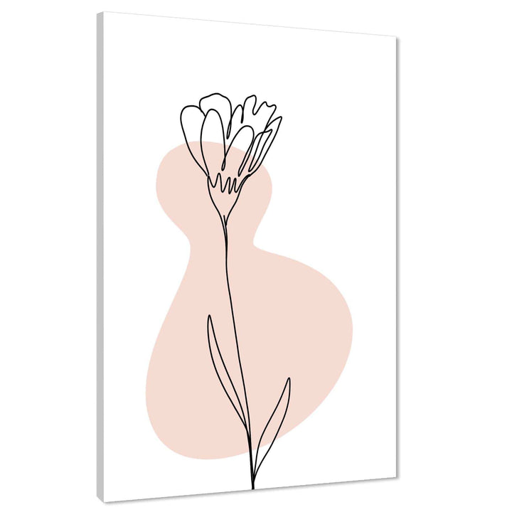 Pink Black Floral Line Drawing Floral Canvas Art Pictures - 1RP1399M