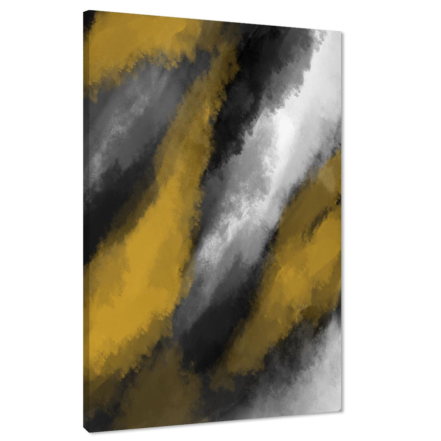 Abstract Mustard Yellow Grey Oil Paint Effect Canvas Art Prints