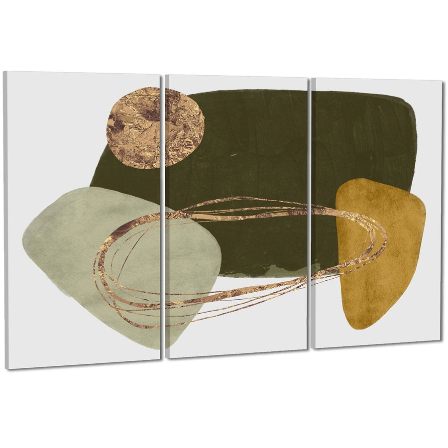 Abstract Sage Green Gold Painting Canvas Wall Art Picture