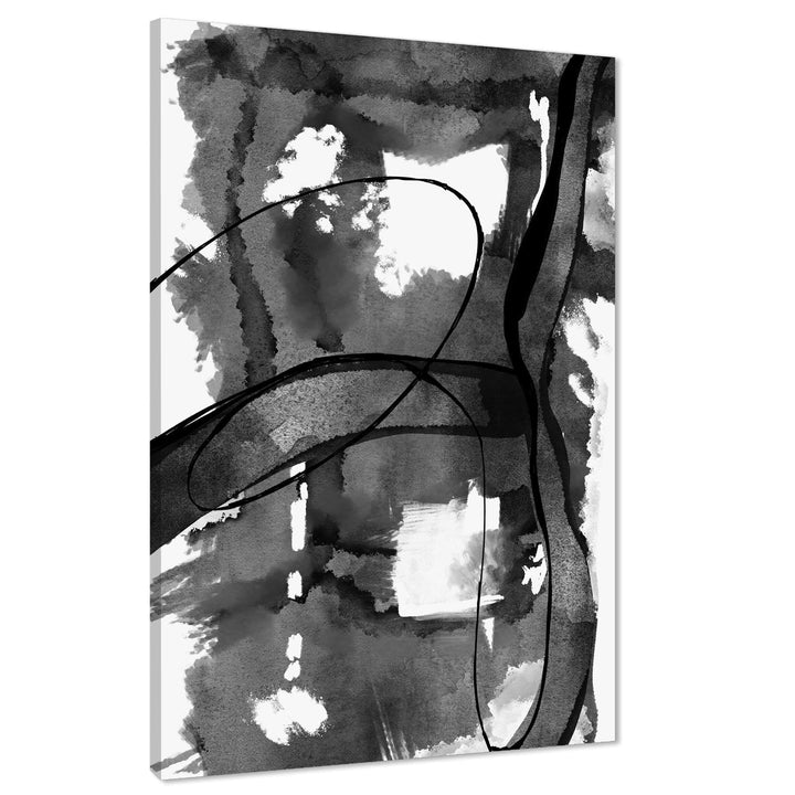 Abstract Grey White Black Watercolour Painting Canvas Wall Art Picture - 1RP848M