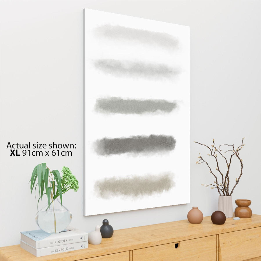 Abstract Grey Blush Pink Brushstrokes Canvas Art Prints