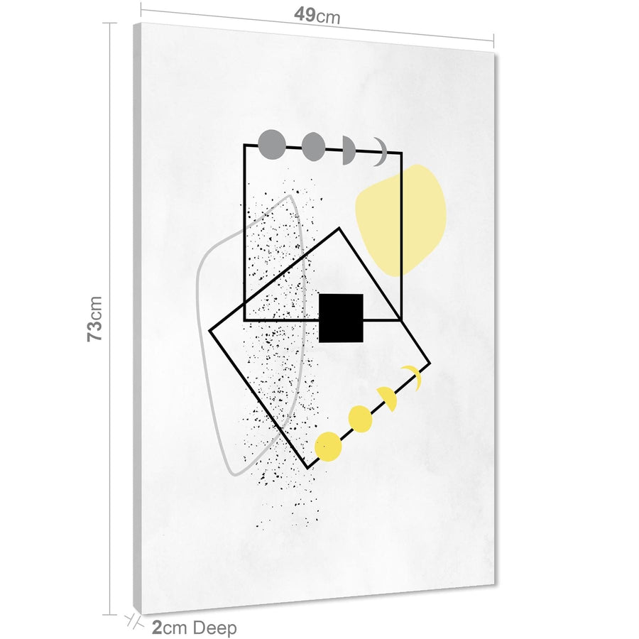 Abstract Yellow Grey Squares and Lines Canvas Art Prints