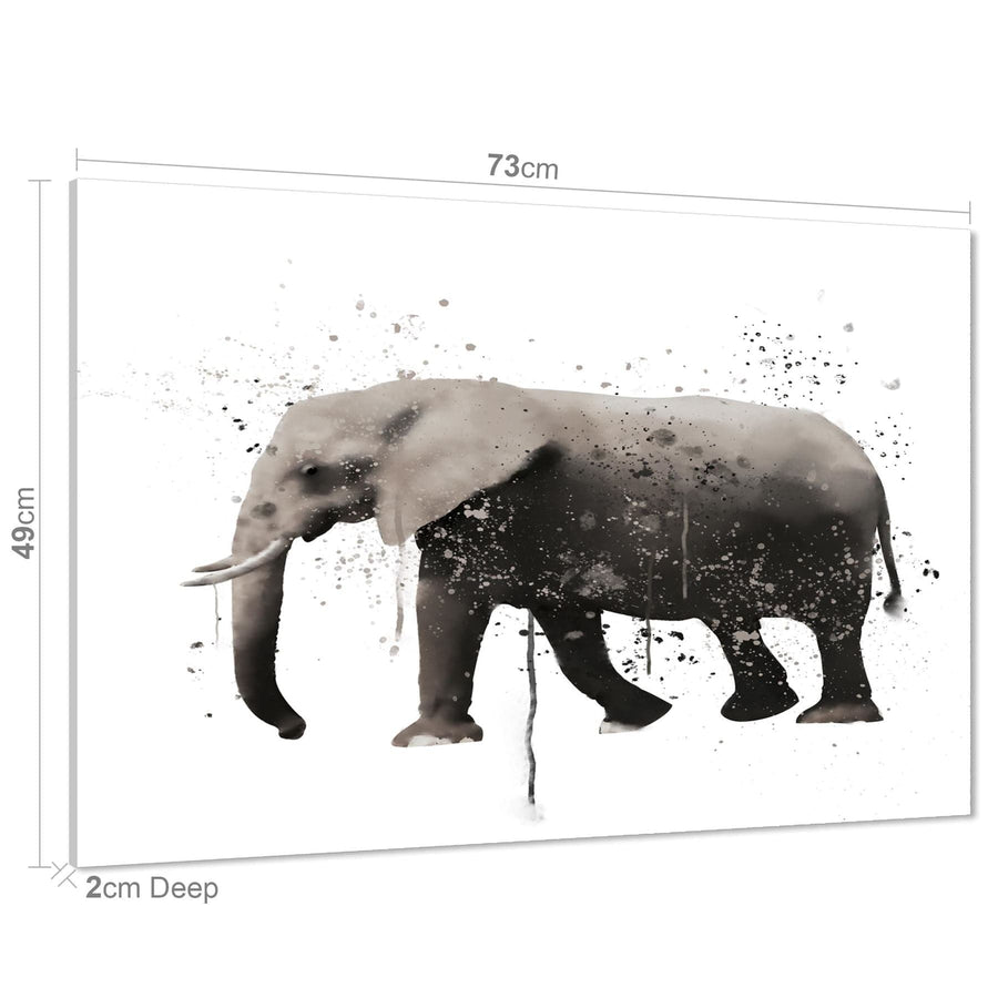 African Elephant Canvas Art Prints - Grey White