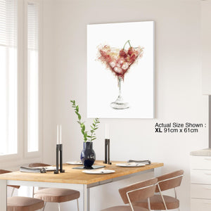 Kitchen Canvas Art Pictures Cocktail Red Grey