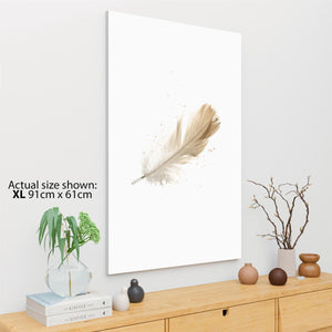 Falling Feather Canvas Wall Art Print Yellow
