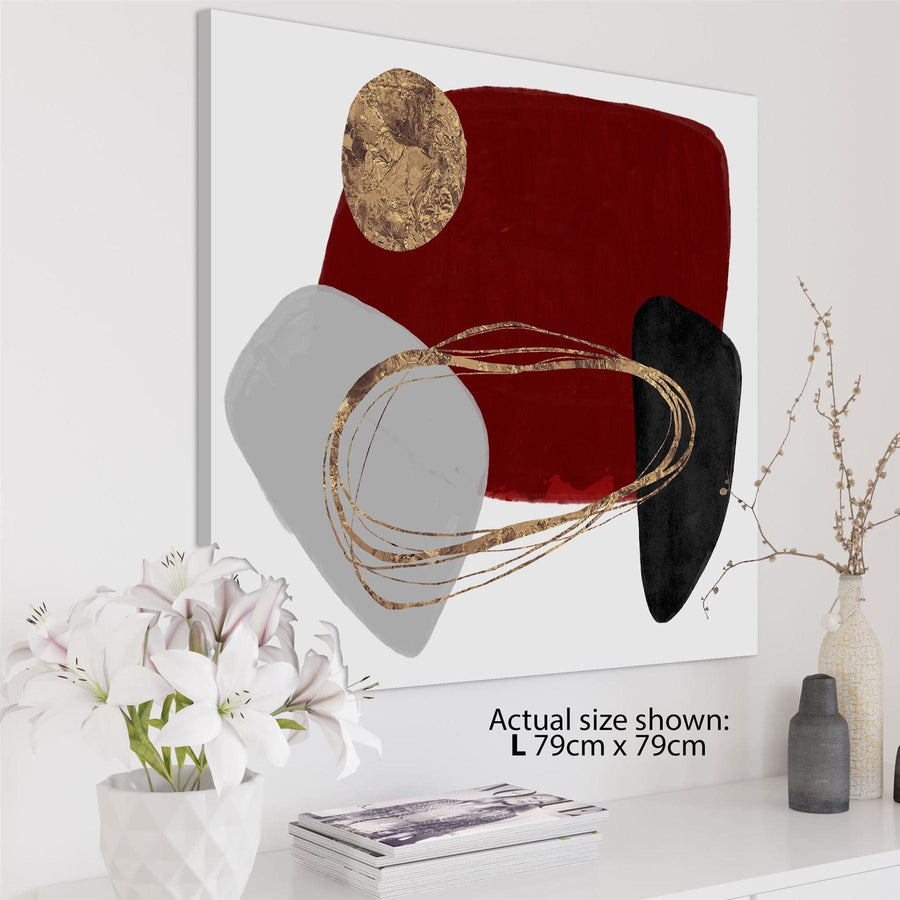 Abstract Red Black Gold Design Canvas Art Pictures