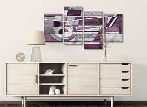 Large Aubergine Grey White Painting Abstract Bedroom Canvas Pictures Decor - 4406 - 130cm Set of Prints