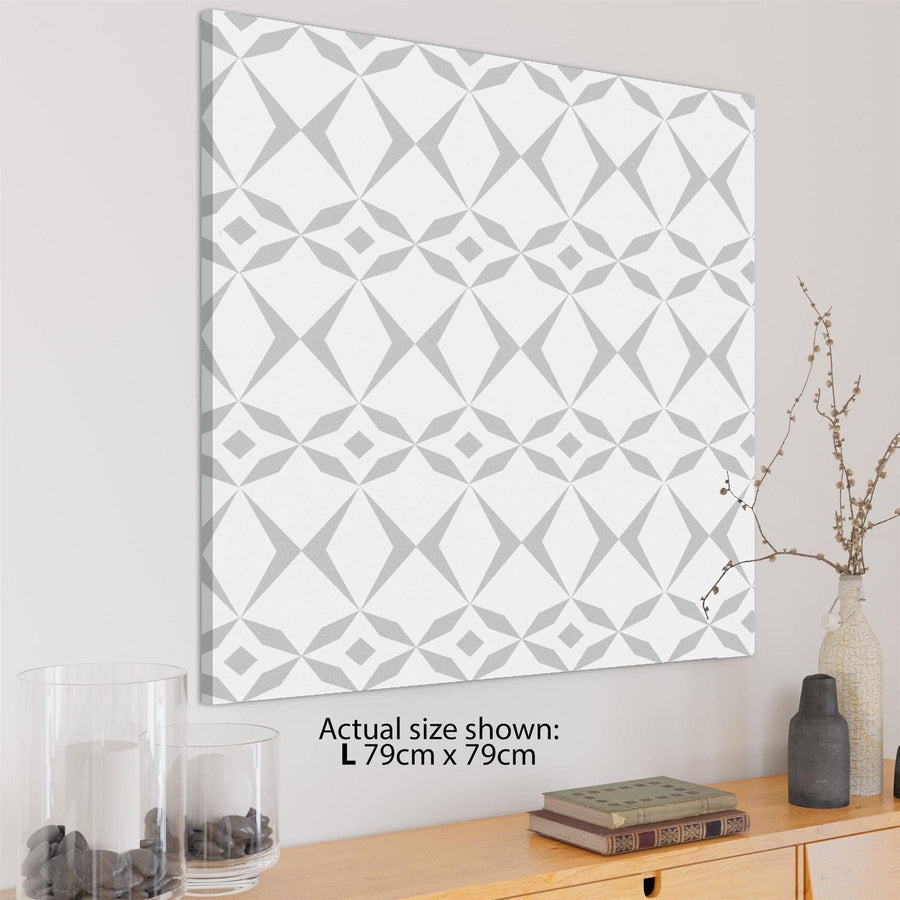 Grey White Geometric Illustration Canvas Wall Art Picture