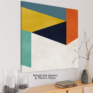 Abstract Multi Coloured Geometric Triangle Design Canvas Wall Art Print