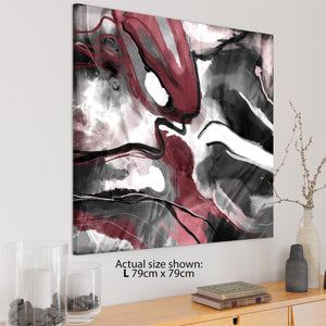 Abstract Red Grey Black Watercolour Canvas Wall Art Print