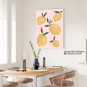 Kitchen Canvas Art Pictures Lemons Pink Yellow