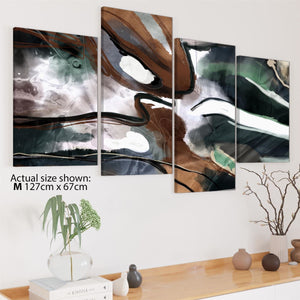 Abstract Brown Green Graphic Framed Art Prints