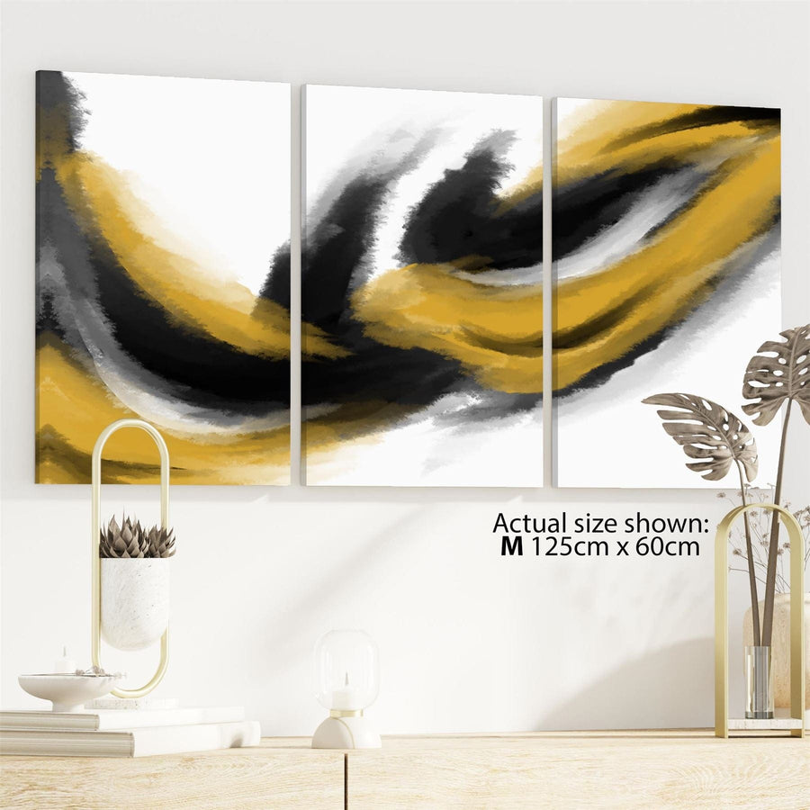 Abstract Mustard Yellow Black Design Canvas Wall Art Print