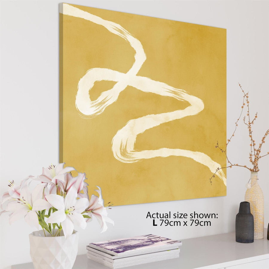 Abstract Mustard Yellow Artwork Canvas Wall Art Picture