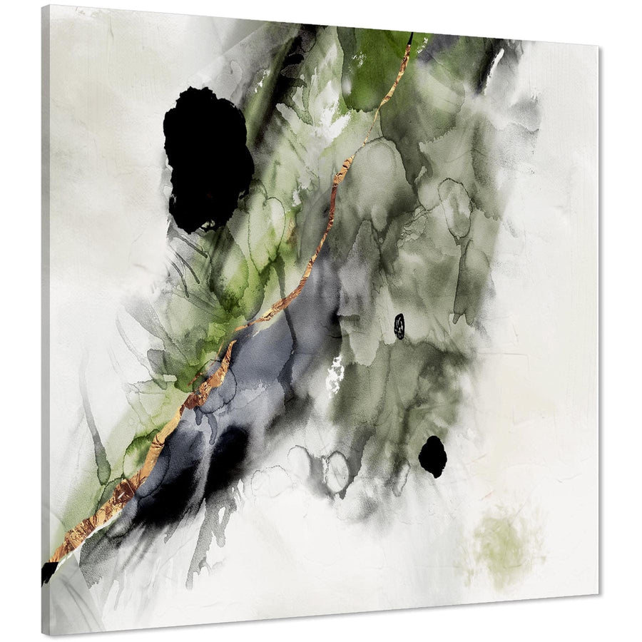 Abstract Lime Green Grey Painting Canvas Wall Art Print