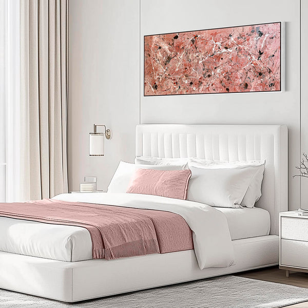 Wide Blush Pink Picture for Bedroom Framed Canvas Art over Bed