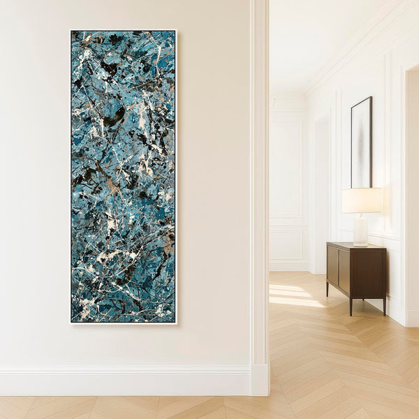 Tall Teal Hallway Framed Canvas Picture for Entrance Hall