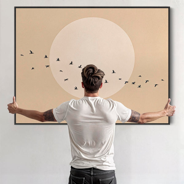 Neutral Black Japandi - Canvas Wall Art - Frame Included