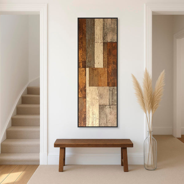Upright Brown Beige Vertical Artwork Canvas Narrow Earth