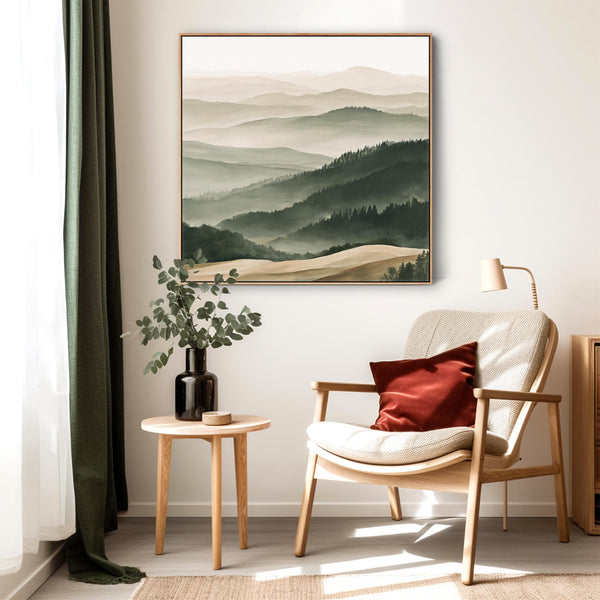 Living Room Framed Wall Art Canvas for Lounge - Tuscan Forest