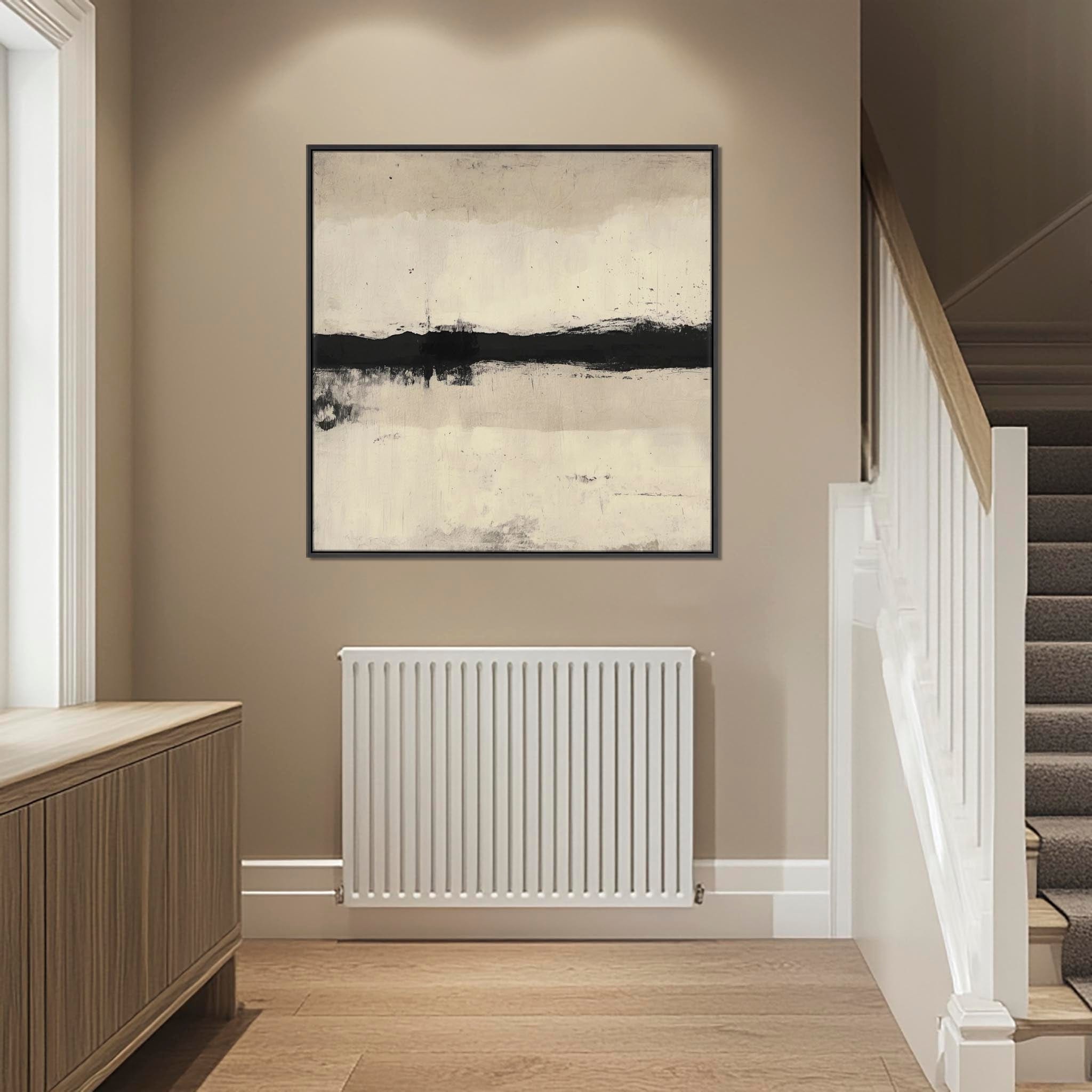 Hallway Entrance Hall Framed Wall Art Print Canvas - Neutral Black