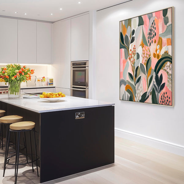 Colourful Kitchen Floral Wall Art Canvas - Frame Included