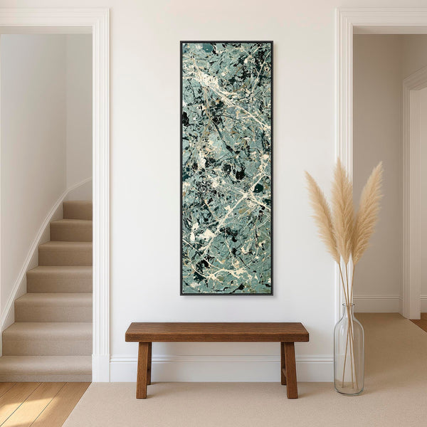Tall Hallway Framed Wall Art - Green - Jackson Pollock Style