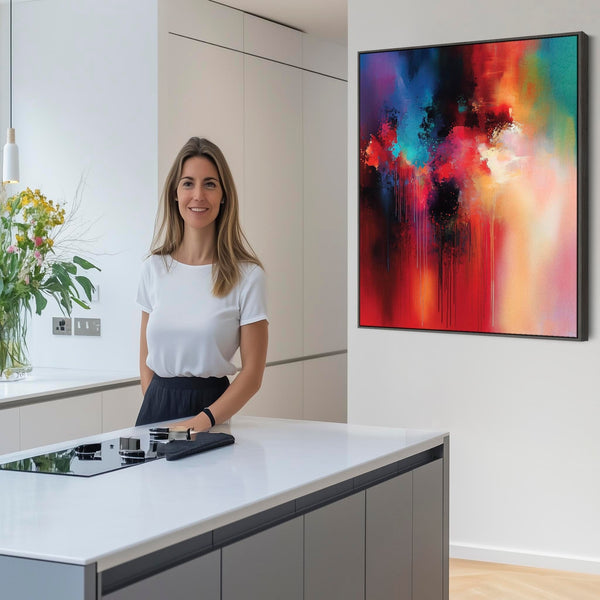 Unique Unusual Abstract Framed Wall Art Multi-Coloured Radiance